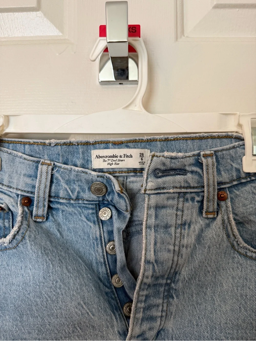 Abercrombie & Fitch Light Wash Button-Front Denim Shorts
